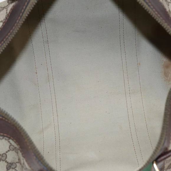 GUCCI GG Supreme Web Sherry Line Boston Bag PVC Beige Red Green Auth 84232 - Picture 11 of 16